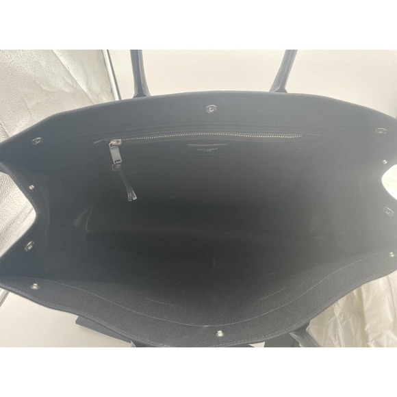 $1990 NEW YSL Saint Laurent LARGE Rive Gauche Black Summer Linen Tote Beach Bag - Picture 9 of 12